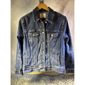 Old Navy Women’s Large Classic Denim Jean Jacket Dark Authentic 09 Blue Stretch